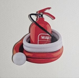 Firefighter, Fire Extinguisher In Santa Hat Christmas Ornament